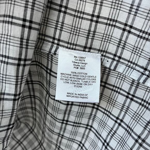 Nili Lotan Brooke White Black Plaid Print V-Neck Long‎ Sleeve Blouse Size Small - Picture 7 of 8